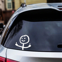 2 cartoon smiling car stickers - waterproof, UV resistant vinyl, easy to peel off and residue free. Suitable for windows/body