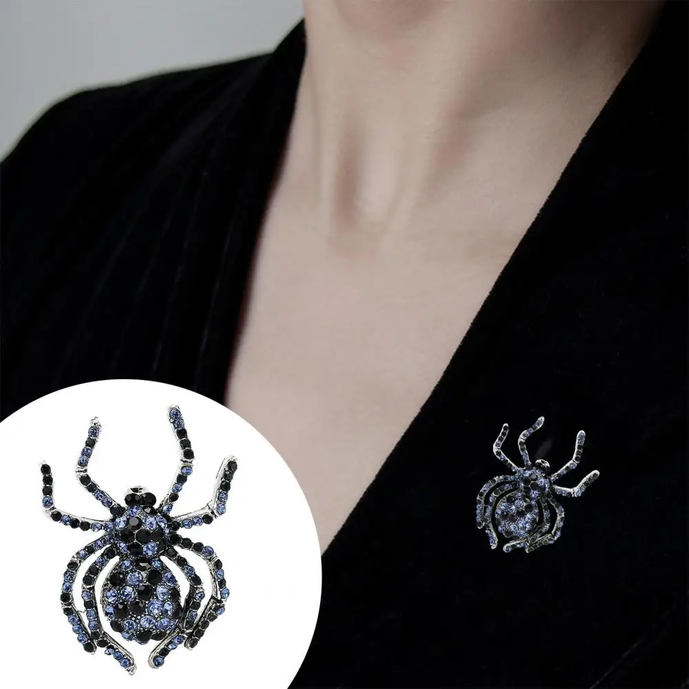 Brooch Spider Brooch Rhinestone Jewelry Realistic Spider Shape Collar Decoration Lightweight Anti-rust Alloy Clothes Accessory