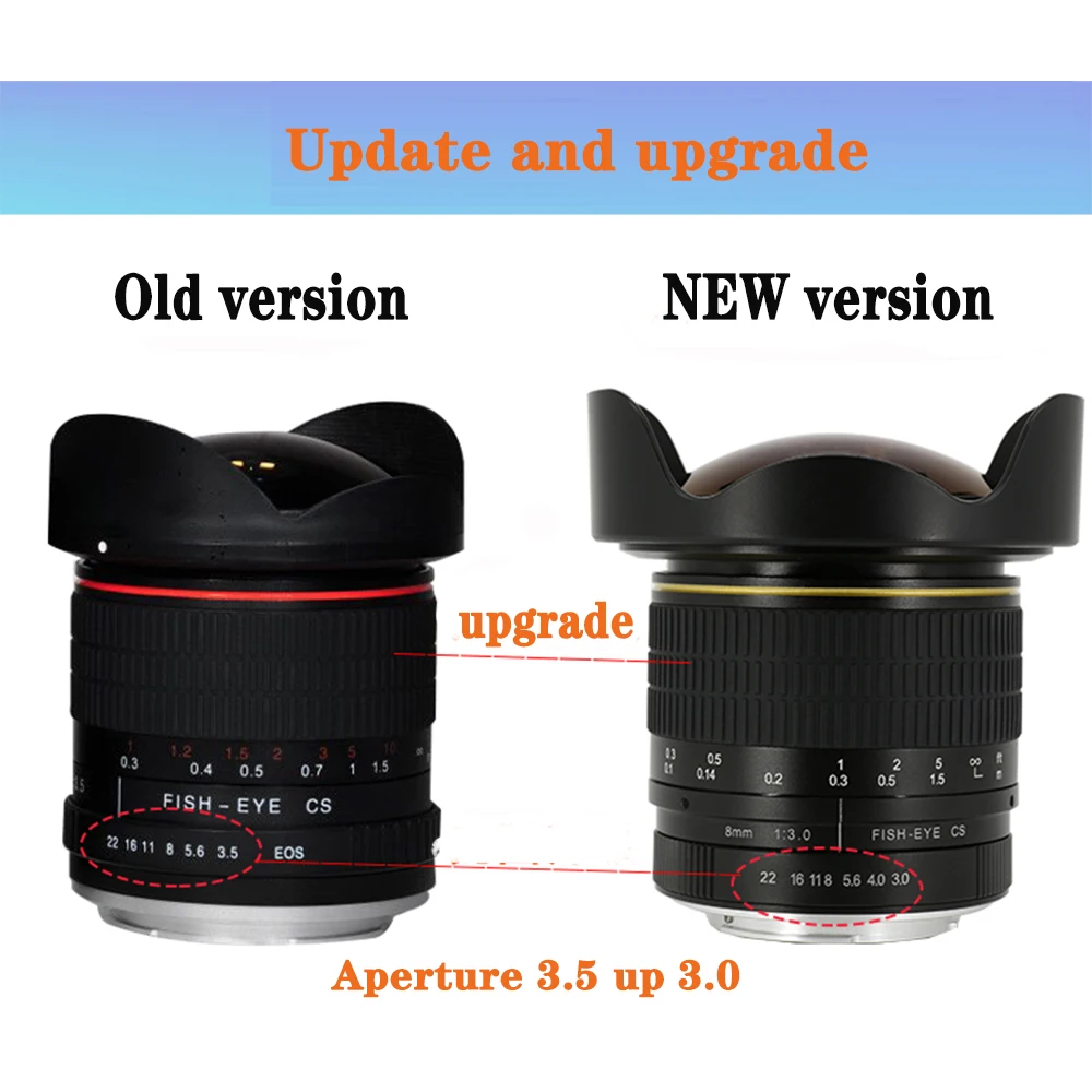 8mm F/3.0 Asphärisches Kreisförmiges Kameraobjektiv Ultra-Weitwinkel Fisheye-Objektiv für Canon DSLR 550D 650D 750D 77D 80D 1100D Kameras – Detail 6
