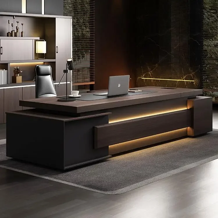 -Customized Office Desks CEO Furniture Wooden Luxury L Shaped Table Furniture Office Executive Table