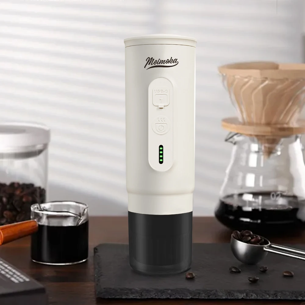 

Electric Aluminum Semi-Automatic Camping Coffee Machine 20 Bar Portable Cold Water Self Heating For Car Outdoor