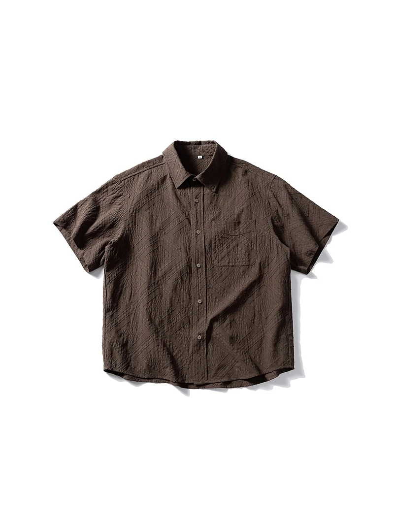 

SKRANYU Men's ort Sve irt Retro Texture American Sle Versatile Summer Streetwear Youth Trend Wear Resistant Pure C...