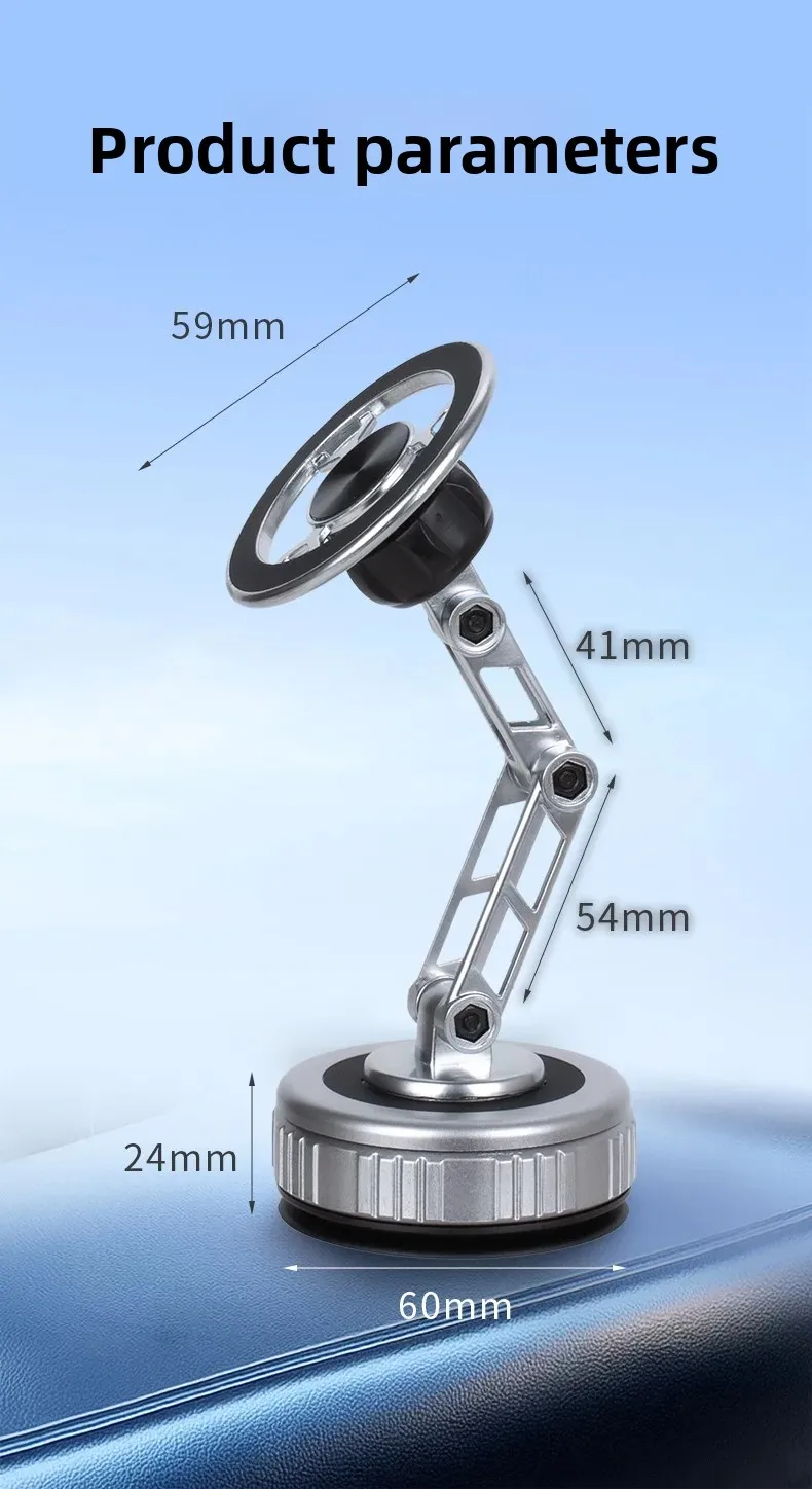 Dreiachsig faltbar 360° ° Rotierender mechanischer Arm, Autotelefonhalter, universelle Halterung, Navigation, Vakuum, magnetischer Telefonständer – Detail 13