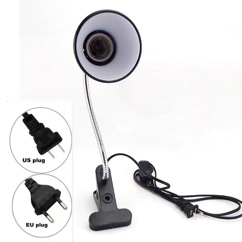 360 Degrees Flexible Desk Lamp Holder E27 Base Light Socket Gooseneck Clip-On Cable With On Off Switch Home office EU US Plug