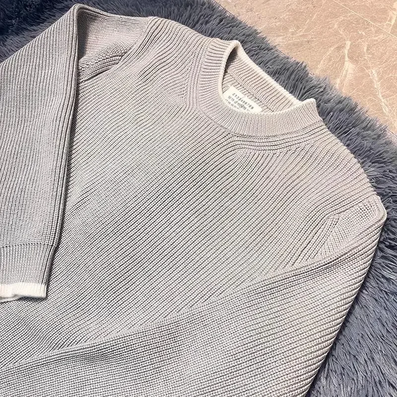 

New Fashion Autumn Winter Male Clothes Men's Solid Color Casual Trendy Basic O-neck Long Sleeve Knitted Wool Pullover Sweaters