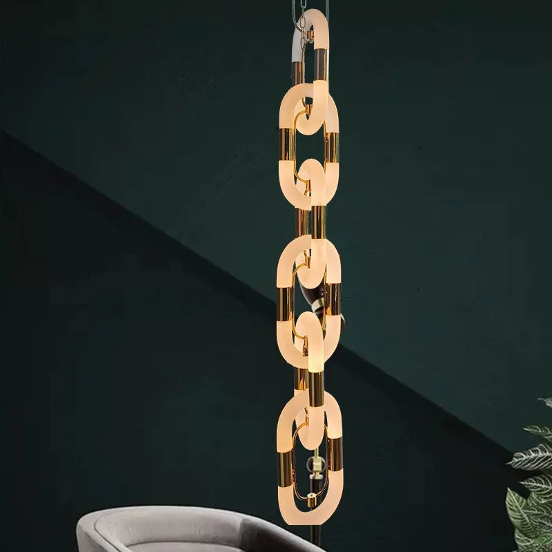 Gold High Ceiling LED Pendant Light Chain Series Suspension Luminaire for Staircase Living Room Villa Home Decoration