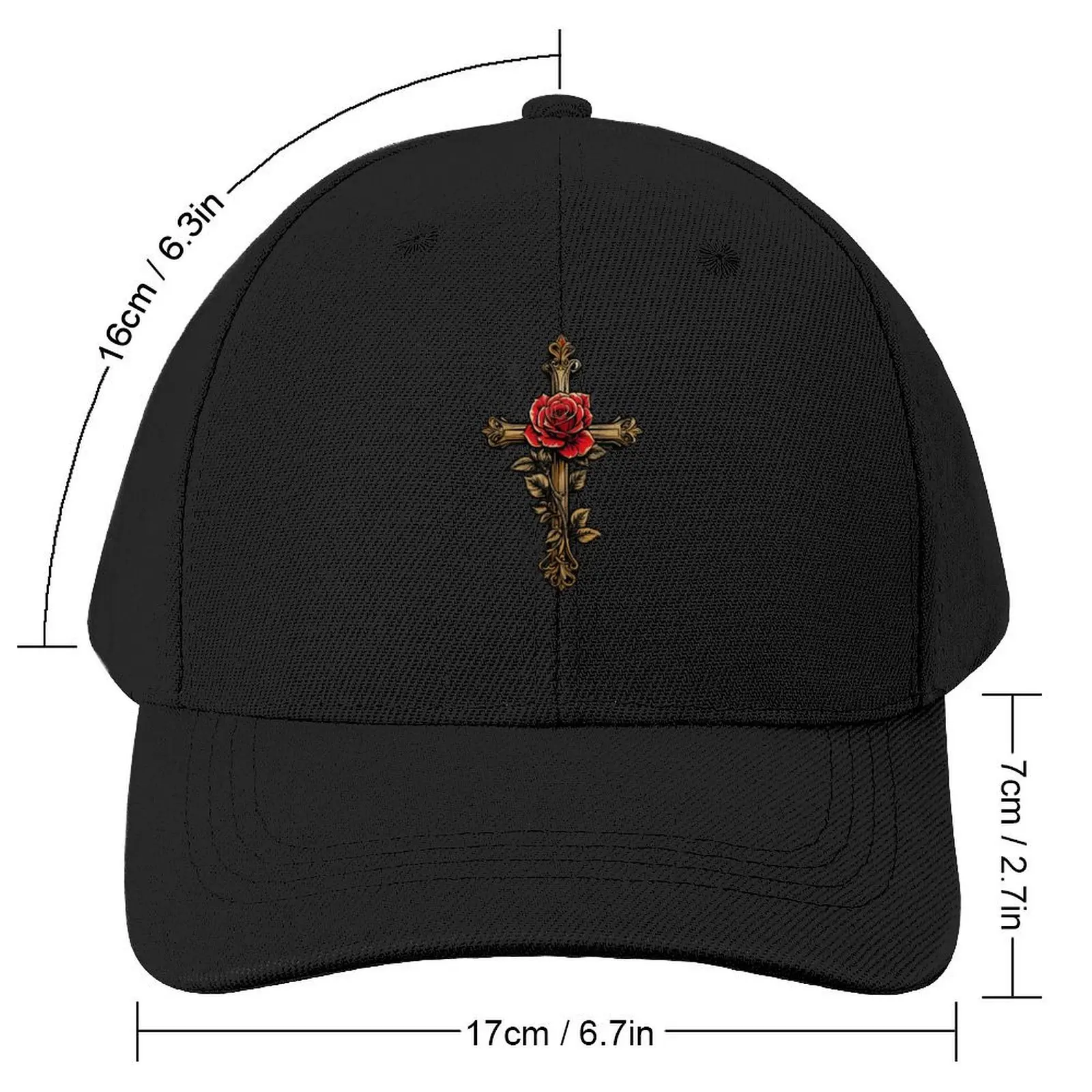 Golden Rose Cross of the Rosicrucians Baseball Cap Visor New In The Hat Sunhat tea Hat Men Hats Women's