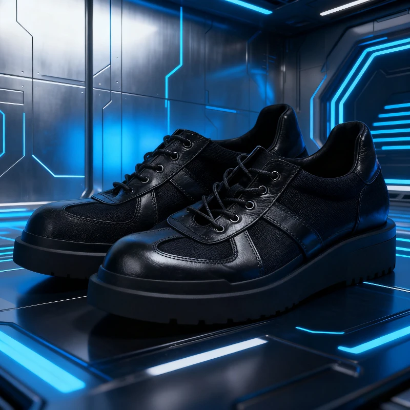 High-end Men Chunky Sneakers Genuine Leather Lace Up Casual Shoes Male Retro Breathable Business Work Shoes