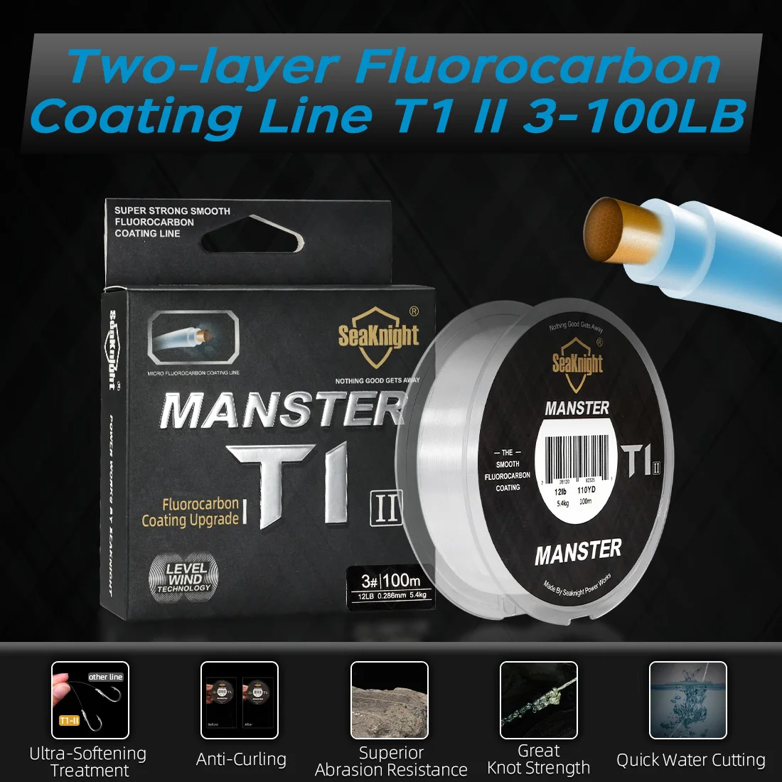 SeaKnight marca T1II serie 100M 50M hilo de pescar revestimiento de fluorocarbono hilo de pescar monofilamento de nailon línea de hundimiento 3-100LB ...