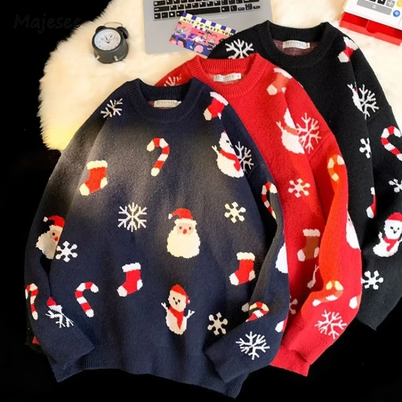 Christmas Sweaters Unisex Leisure Popular Autumn Winter Print Round Neck Harajuku American Style Teenagers Youthful Pullovers