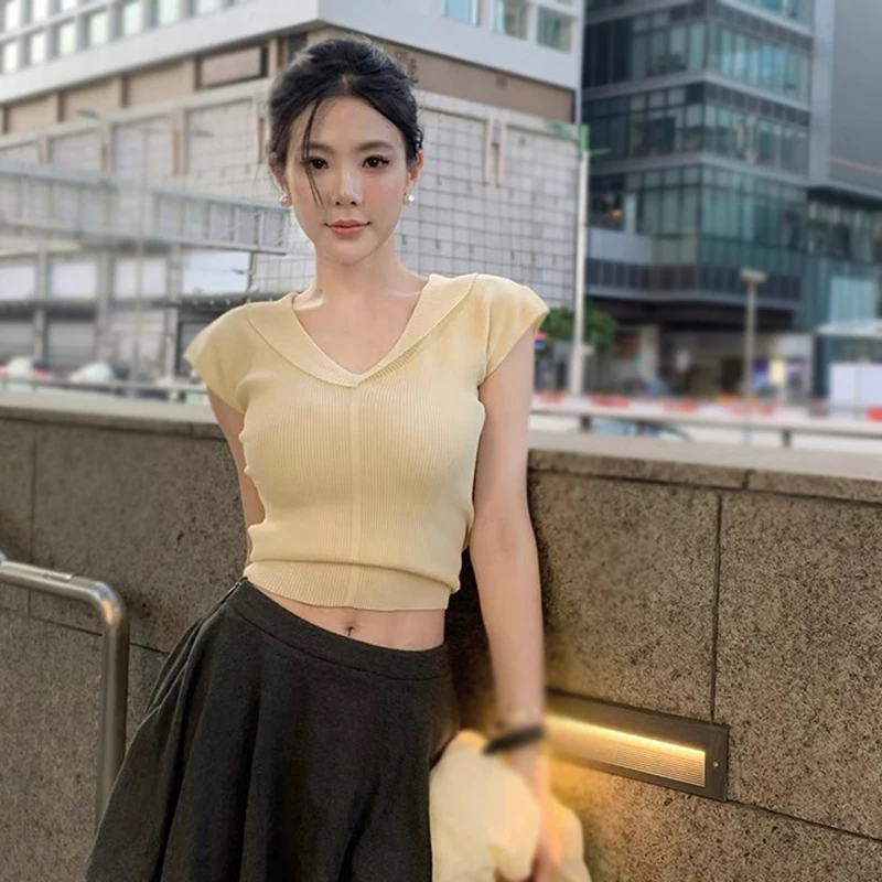 Gentle Temperament Back Bandage Summer Korean Version Women's Crop Top