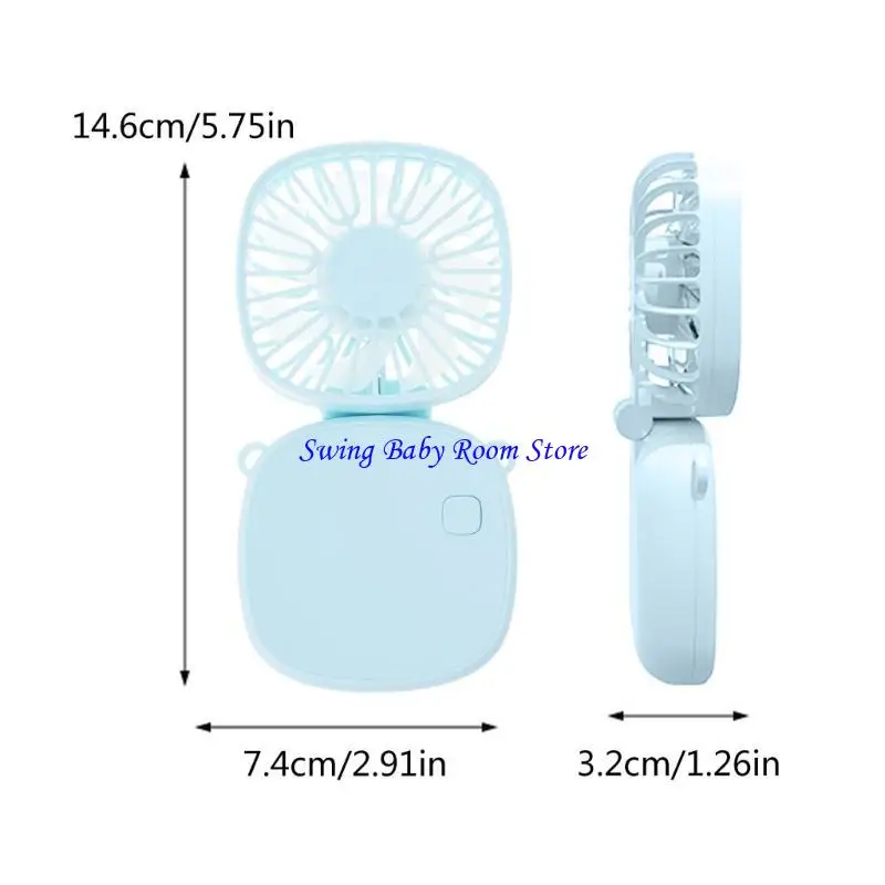 K1ad Small Handheld Fan com 3 velocidades USB recarregável fã pescoço pendurado para externo