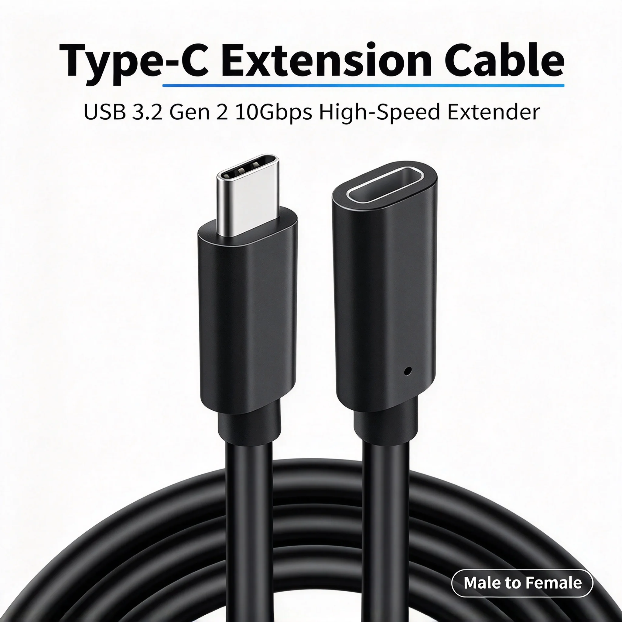 USB3.1 Type-C Docking Station Cable Extension Cable Mobile Phone Data Line Male to Female Hard Disk Connection Line