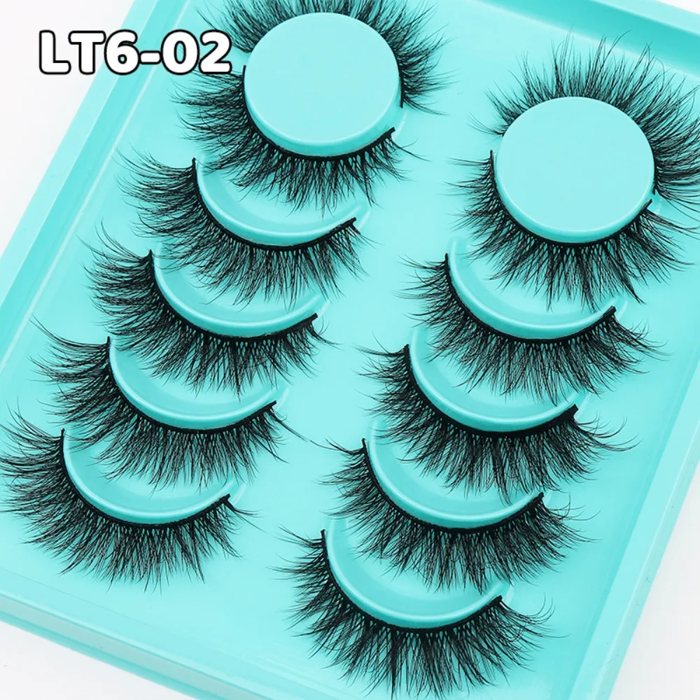 6 Pairs 3D Faux Mink False Eyelashes Black Band Natural Look Lashes Soft Natural Long Wispy Eye Makeup Tools Eyelash Extension