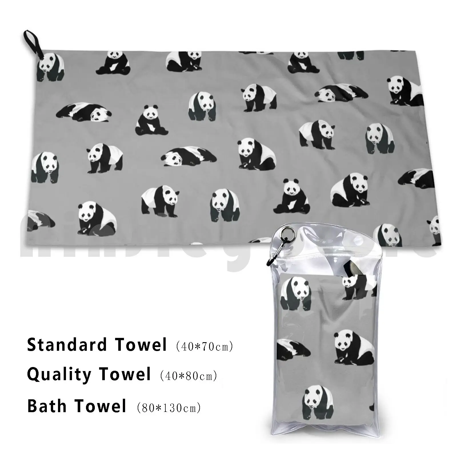 Pandas On Grey Custom Towel Bath Towel Panda Pandas Zoo Wild Wild Animal Animal Animals Safari Jungle
