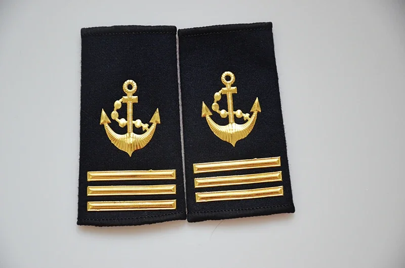 New Arrival Seaman's Epaulettes Captain Black Sea Anchor First Mate Vintage Badges Ship Sailor Hard Epaulettes