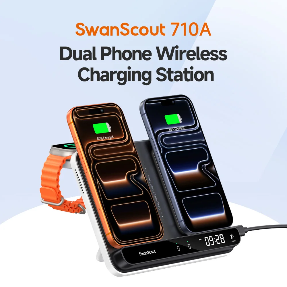 SwanScout 710A: La Mejor Estación de Carga Inalámbrica Dual para iPhone, Apple Watch y AirPods