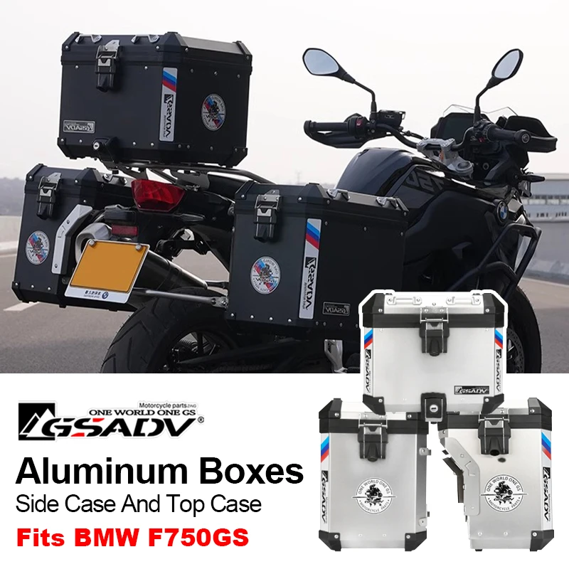 GSADV Aluminum side box for motorcycle frame & body parts F750GS Tail Top box Case Rear Trunk Side Cases Panniers