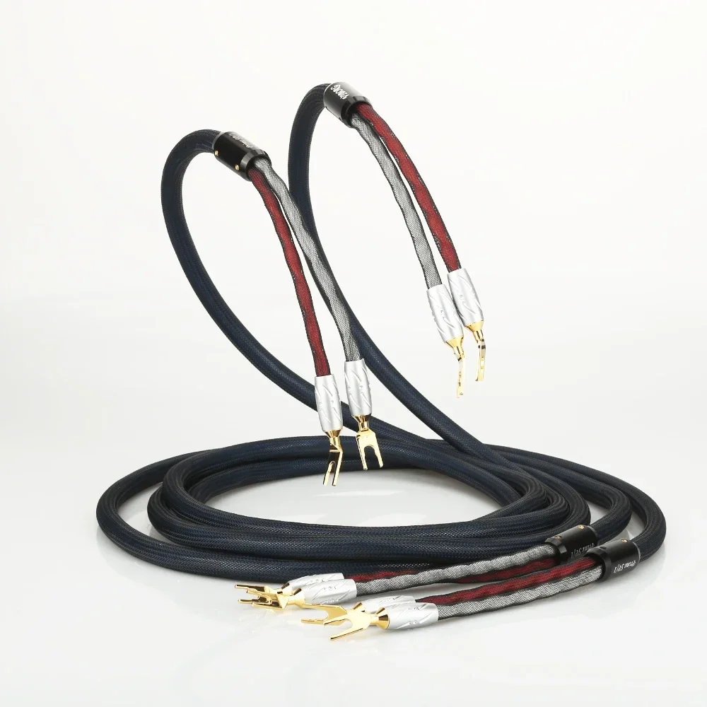 Pair HIFI VIBORG PRIME SP/1 Speaker cable with VS701G Pure Copper Gold plated spade to spade