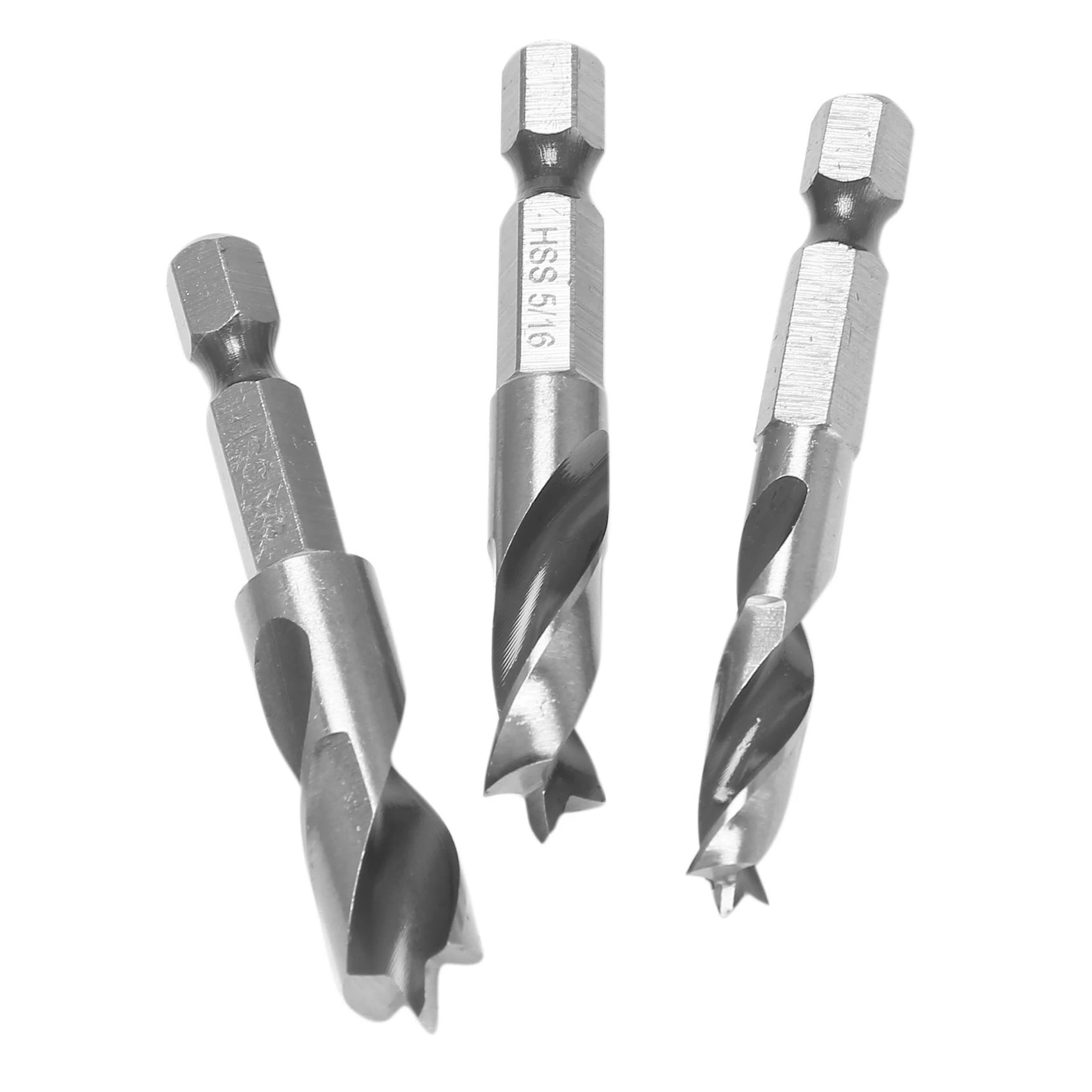 HSS SAE براد نقطة مثقاب قصير مجموعة للخشب ، تغيير سريع عرافة عرقوب ، 1/4 "، 3/8" ، 1/8 "، 3/16" ، 1/4 "، 5/16" ، 3/8 "،" ، "، 6 قطعة