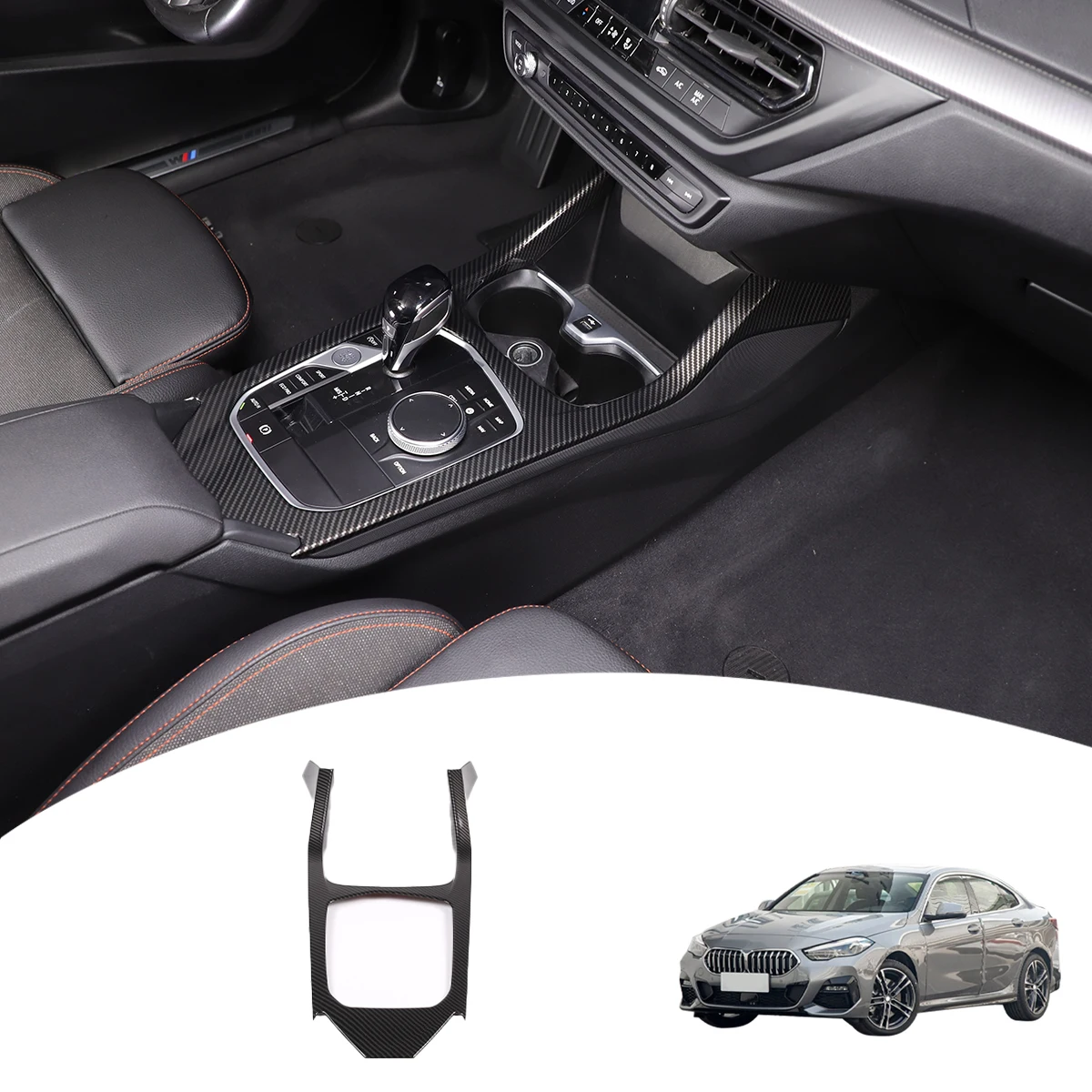 

ABS Carbon Fiber Car Centre Console Gear Shift Panel Frame Cover Trim For BMW 1 2 Series F40 F44 2020-2025 Interior Accessories