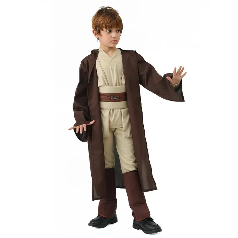 Disfraz de Caballero Jedi, uniforme Obi Wan Kenobi, traje Anakin Skywalker, bata con capucha, trajes con capa