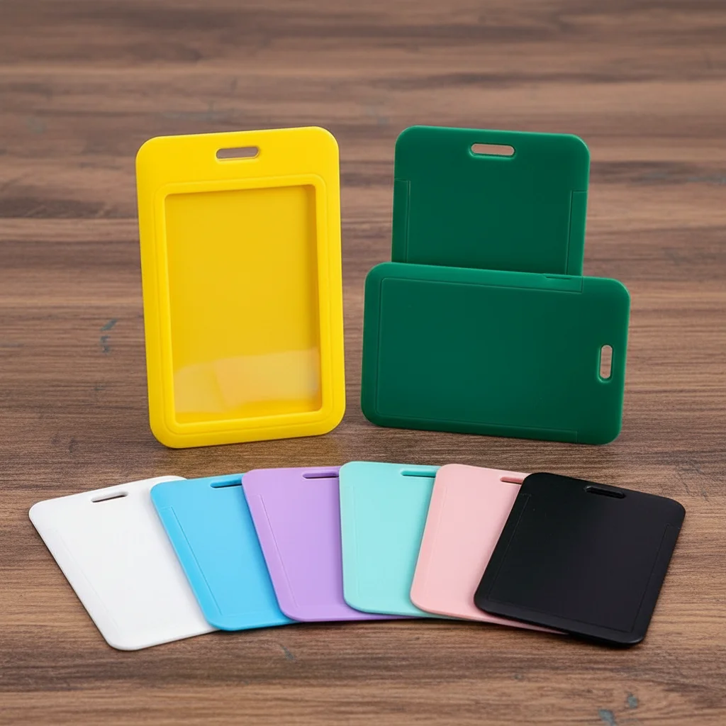 Women Men Cute 1 Pcs Plastic Business Card Holder Bank ID Holders Badge Holder Sliding Card Cover Students Card Holder Badge