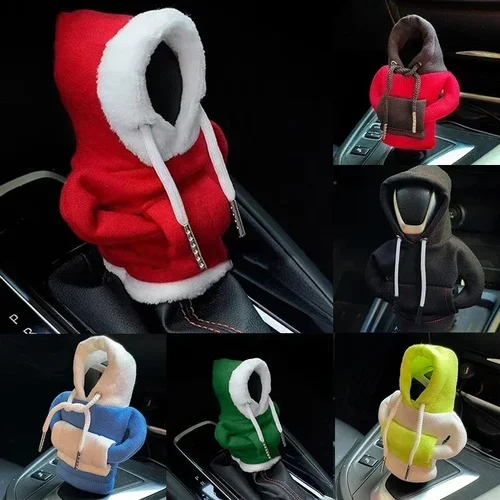 Imagen 1 del producto Sudadera con capucha a la moda, cubierta de perilla de palanca de cambios de coche, manija Manual, decoración de palanca de cambios, cubierta con capucha, accesorios interiores de coche automáticos
