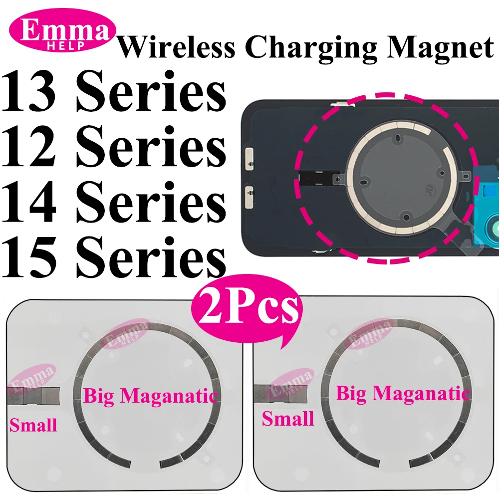 2Pcs Back Housing Magnatic Replacement For Iphone 12 13 14 15 16 Pro Max Mini Plus Rear Cover Glass Wireless Charging Magnet