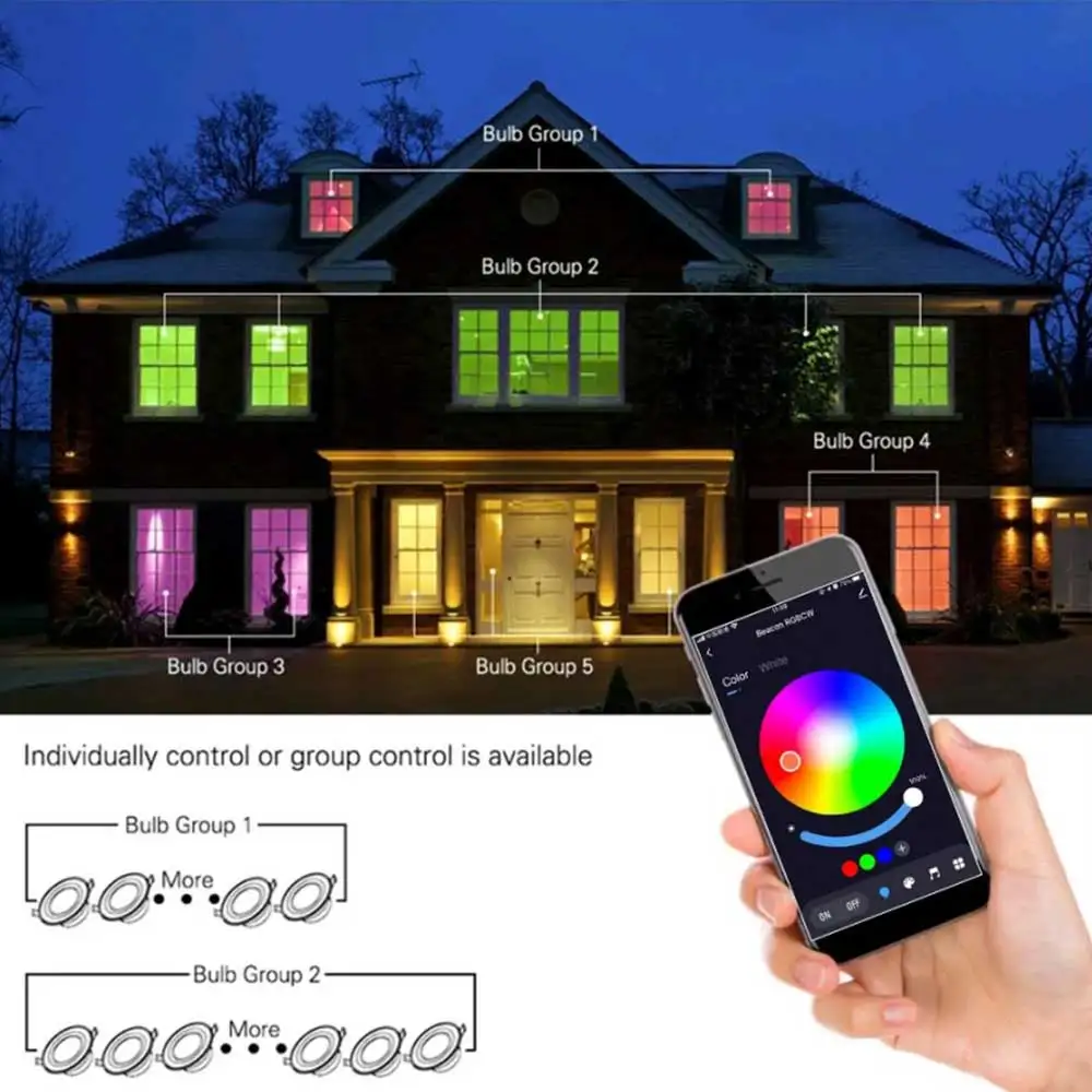 1-10pcs 15W LED Bulb Tuya ZigBee RGB LED Downlight Recessed Spotlight APP Control Alexa Google Home Smart Lamp