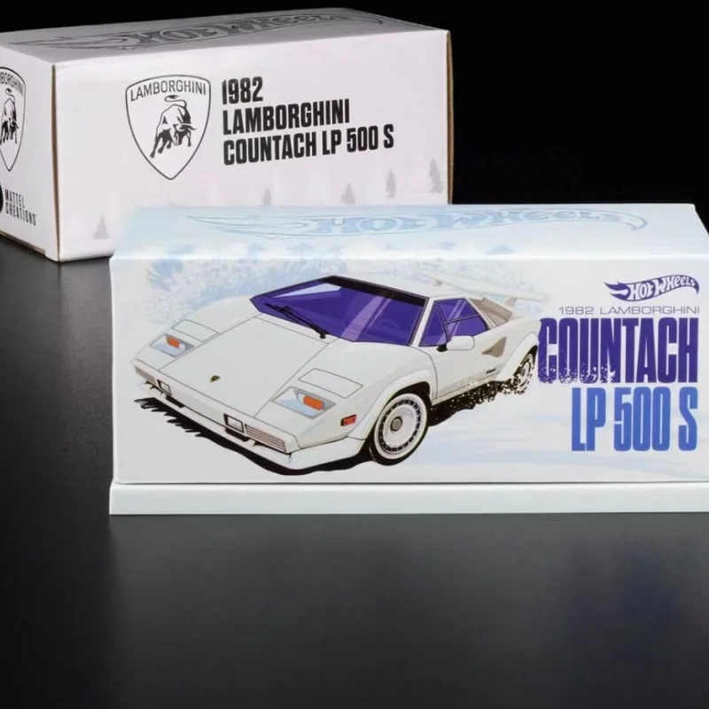 

Коллекционная модель автомобиля Hot Wheels Rlc 1/64, рождественская лимитированная серия 1982 года, Countach LP 500 S, литая под давлением, крутая модель для взрослых коллекционеров, подарок