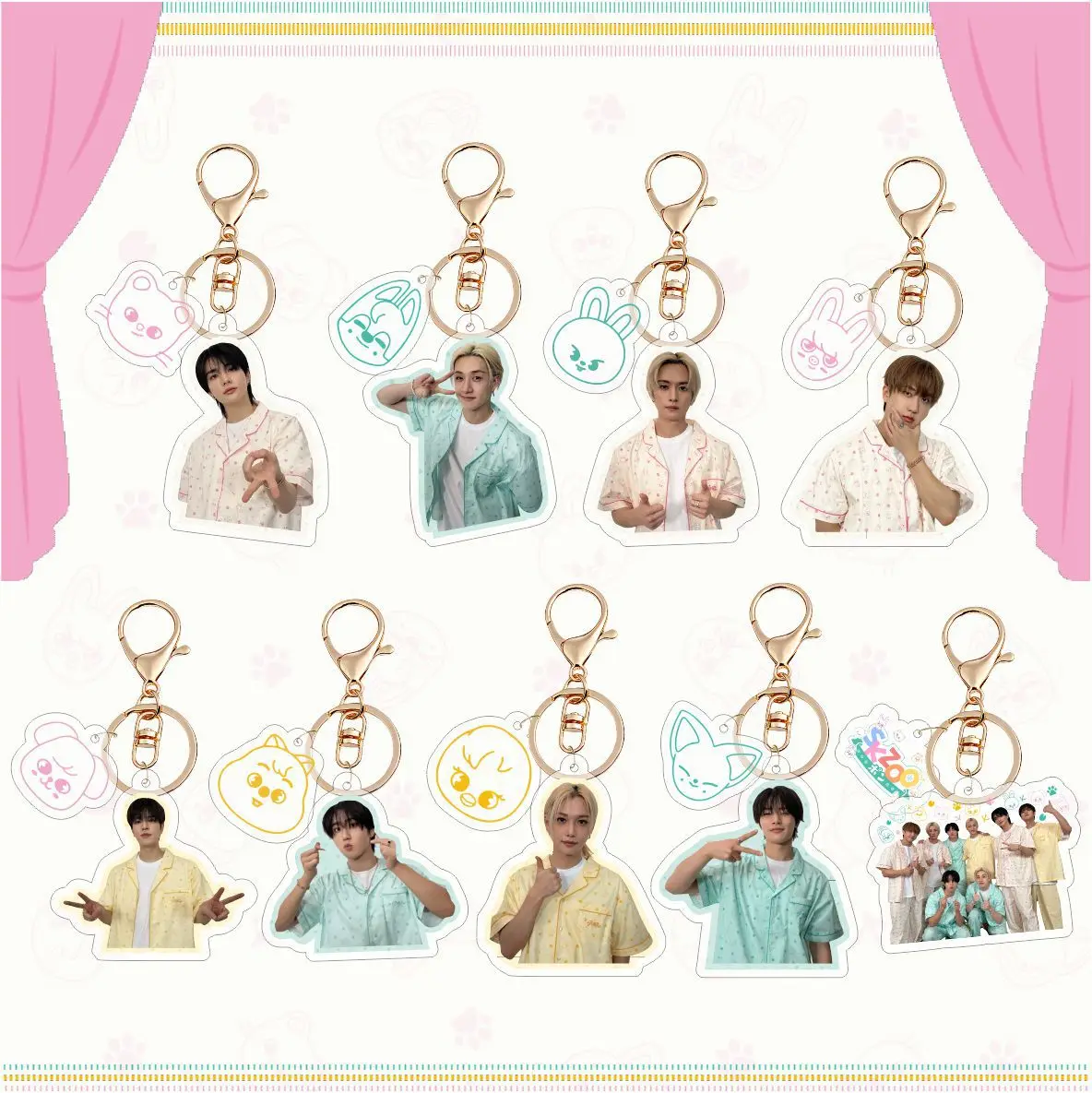 

SKZOO new men's group star acrylic keychain bag decoration small pendant cute peripheral men's group pendant