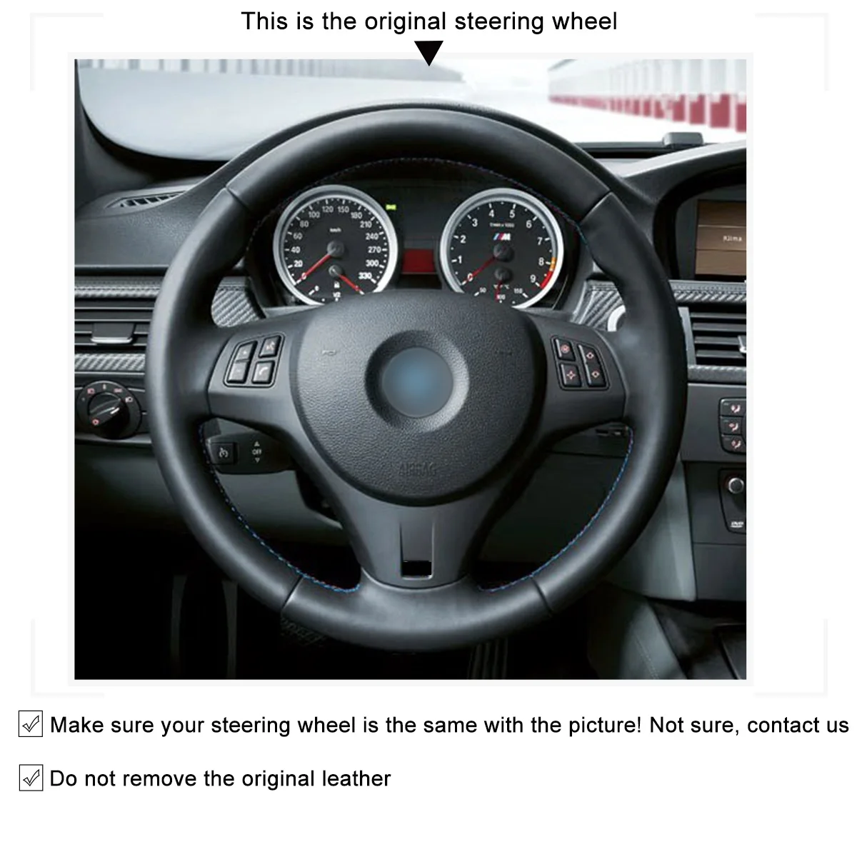 MEWANT Artificial Leather car Steering Wheel Cover for BMW (M Sport) 1 Series E87 E81 E82 E88 M E82 3 Series E90 E91 E93