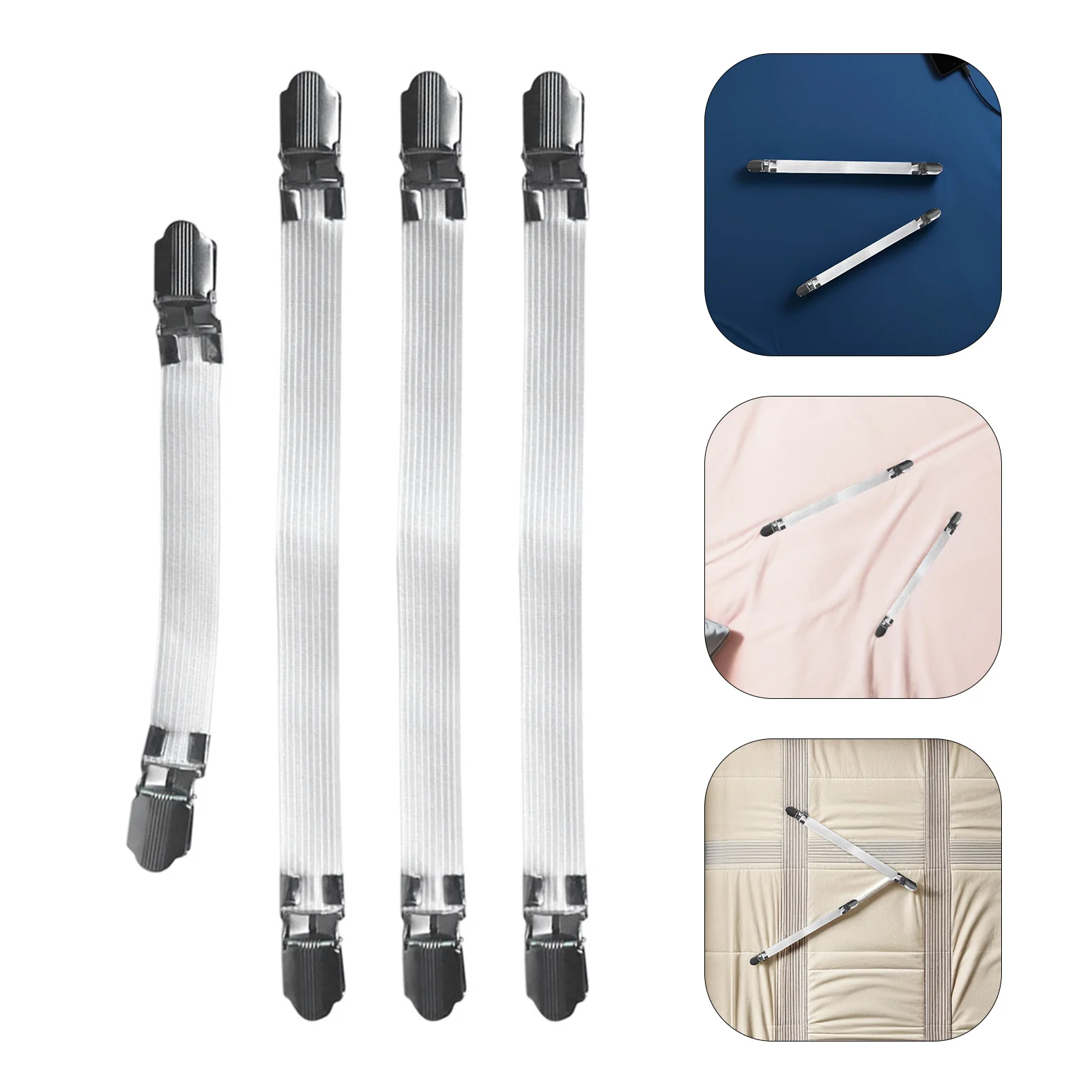 

4Pcs Elastic Ironing Board Cover Clips Adjustable Fasteners Wrinkle Free Clothes Holder for Professional Finish