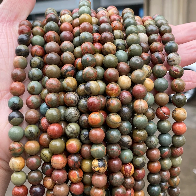 الجملة الحجر الطبيعي الأحمر الصنوبر الفيروز حبة الجولة فضفاض خزر عازل لصنع المجوهرات سوار ذاتي الصنع إكسسوارات عقد #3