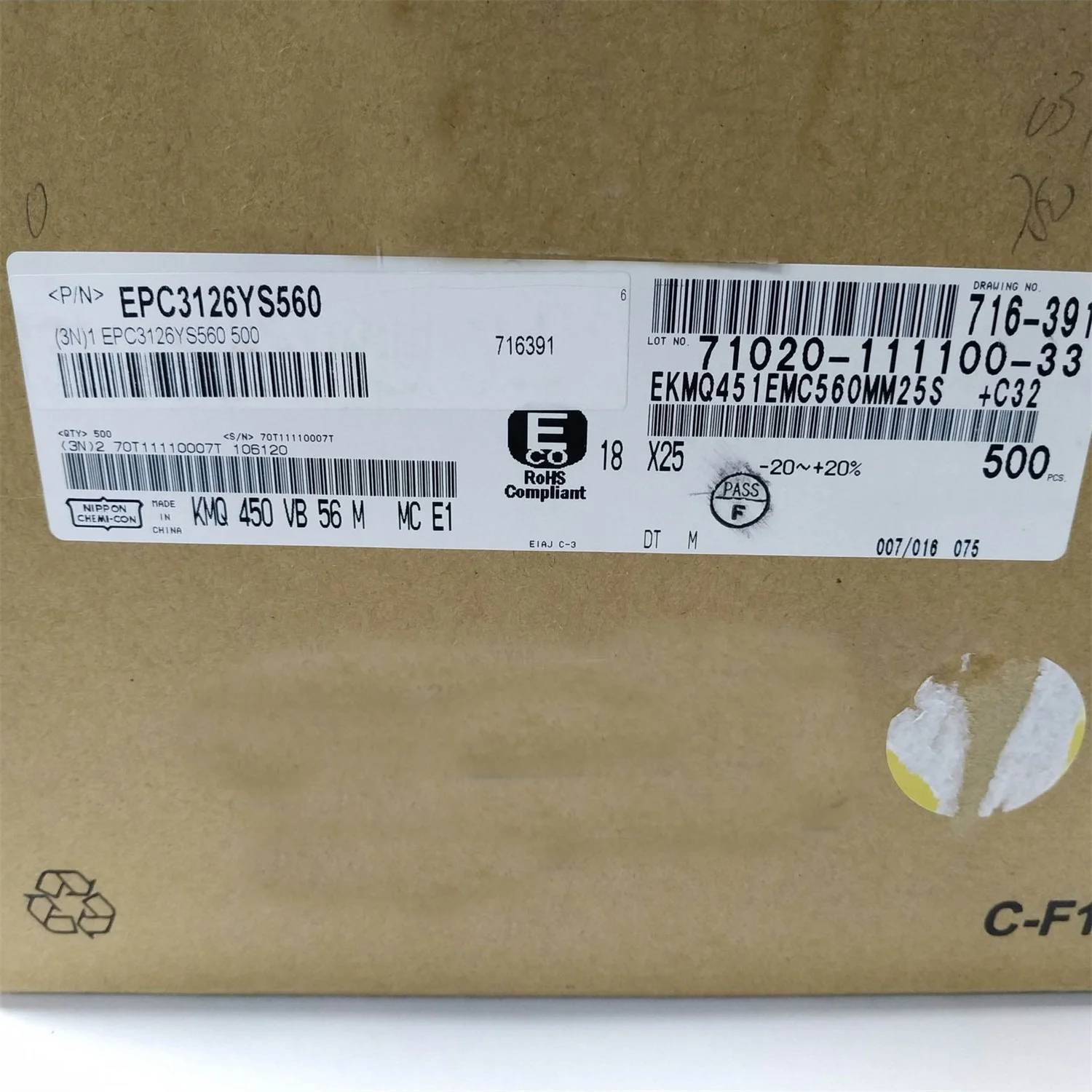5 uds KMQ-450V56UF 18X25 condensadores electrolíticos de aluminio originales NIPPON CHEMI-CON alta frecuencia baja ESR