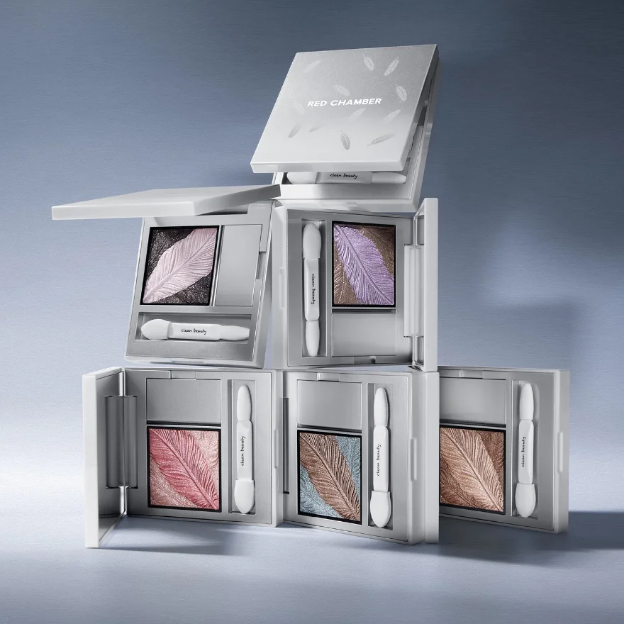 Paleta de sombras de ojos satinadas de 2 colores RED CHAMBER RC – Base cremosa y acabado brillante, prebase y sombra de ojos suave y fácil de difuminar
