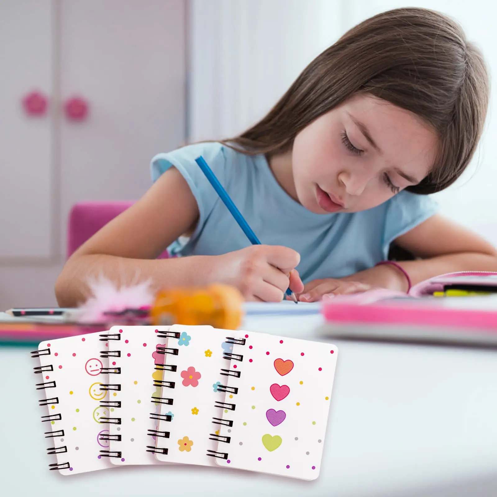 12 Pcs Little Flower Rollover Coil Book Student Mini Portable Loose-leaf Notebook Notepad A7 Pocket Book