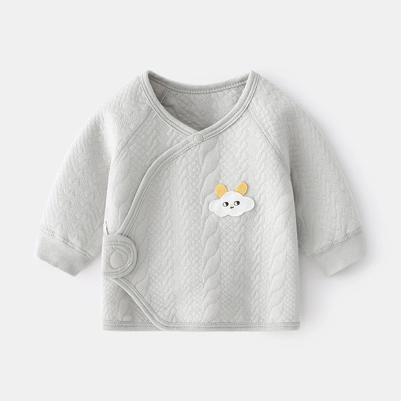 Babyfond Newborn Baby Inner Clothes Boneless Warm Air Cotton Newborn Half Back Thickened Full Moon Monk Clothes Baby Top