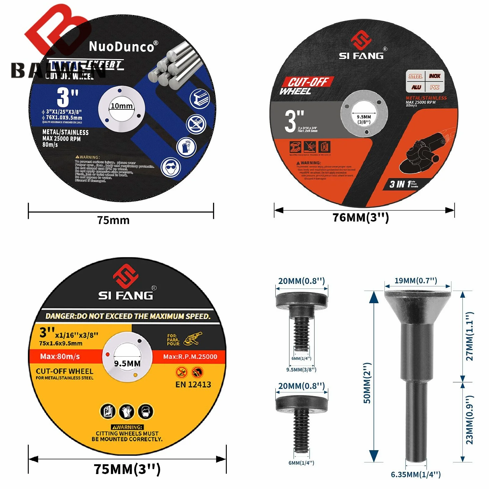 5PCS 75mm 3inch Metal Cutting Discs with 1/4\