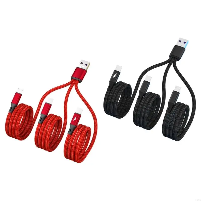 34YA Multi USB Fast Charging Cable,3 in 1 Cord Connector with Dual Type C/Micro USB Universal Port Adapter