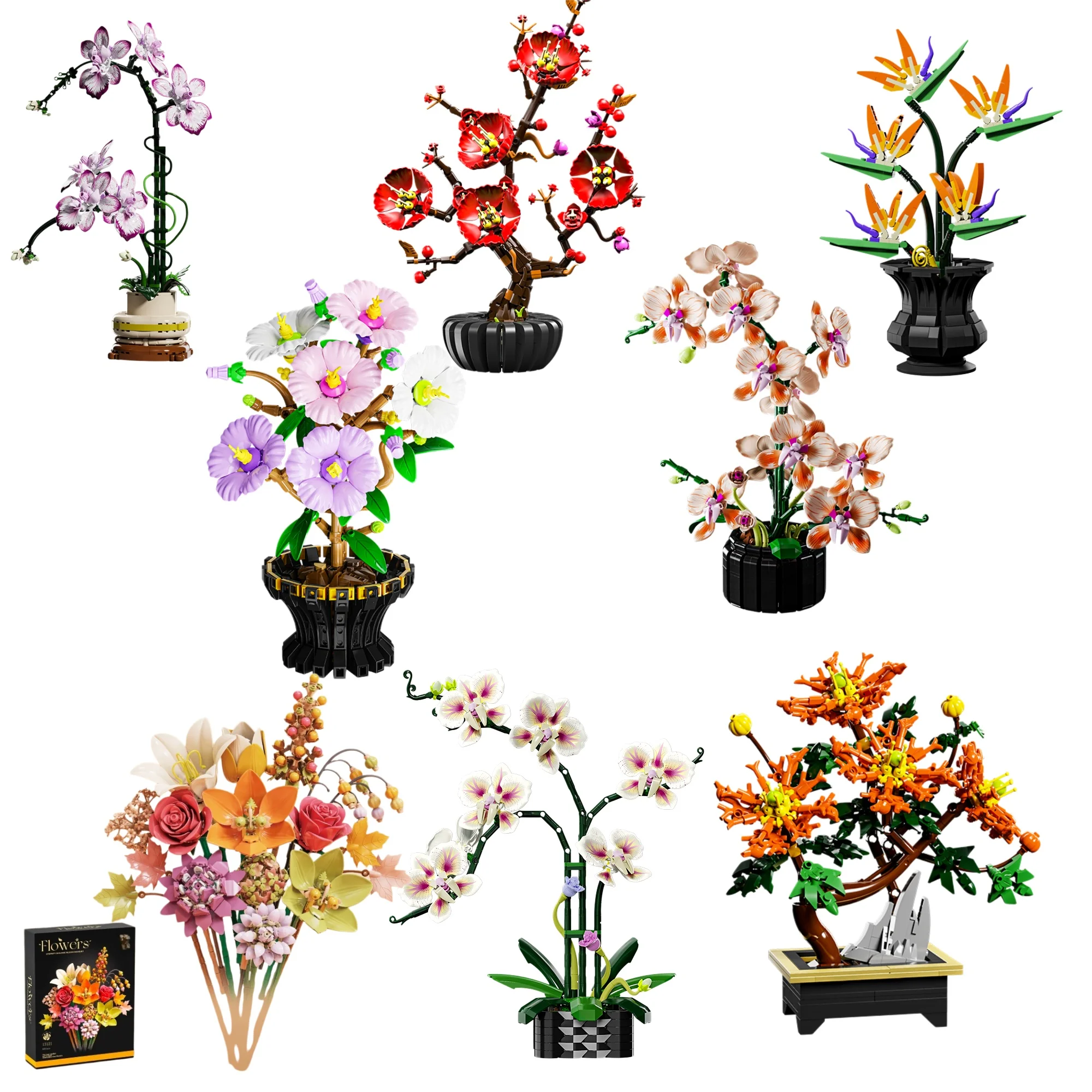 

DIY Potted Flower Building Blocks Set Bricks Model Kit Mother's Day Valentine's Day Present Her Women Adults Home Ornament