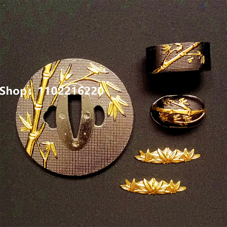 

Beautiful A Set Alloy Handguard Tsuba Guard Fuchi Kashira Menuki For Japanese Japan Samurai Katana Fittings New Bamboo Theme