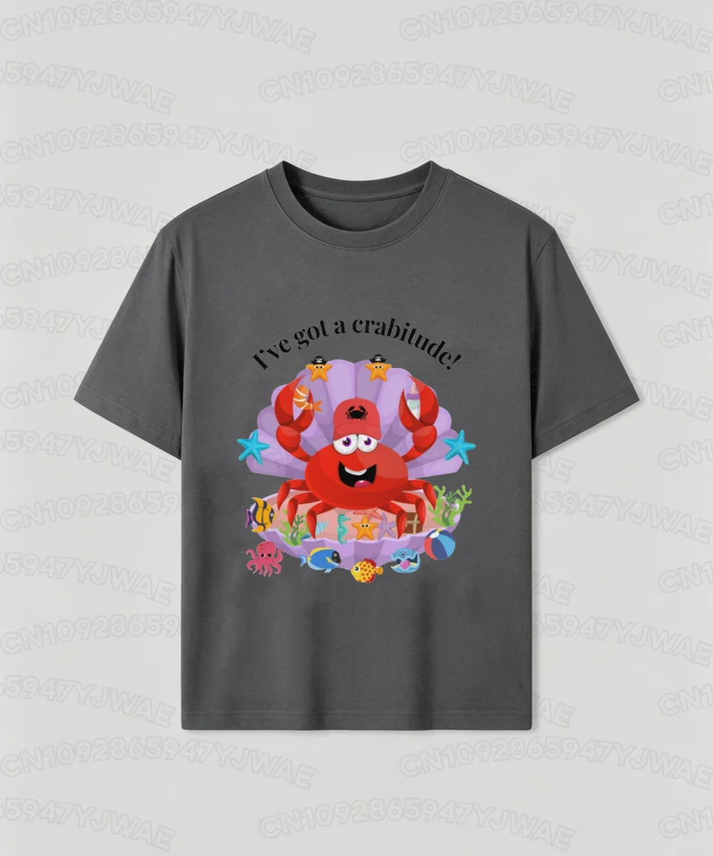 Kids T-Shirt I've got a Crabitude Print White Cotton Quality Sealife Crab Jersey Tee Sea Animal Sea Creature T-shirt Tops