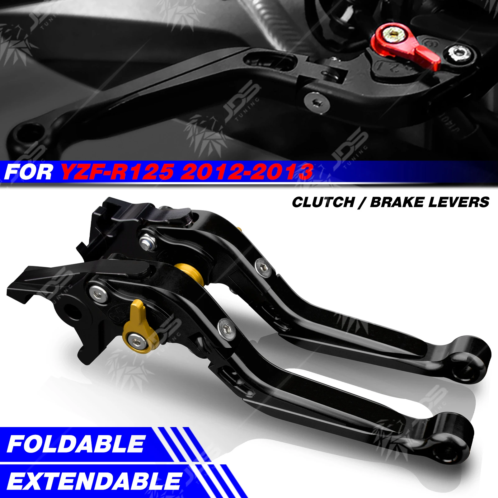 

JDSTUNING For Yamaha YZF-R125/YZFR125 2012-2013 Clutch Lever Brake Lever Set Foldable Adjustable Handle Levers Accessories Parts