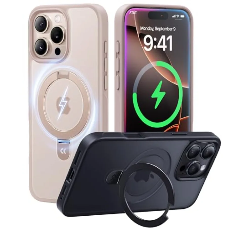 

Ultra-Magnetic Stand for iPhone 16 Pro Max Case [Military Drop Protection] [Compatible with MagSafe] Shockproof Translucent Mat