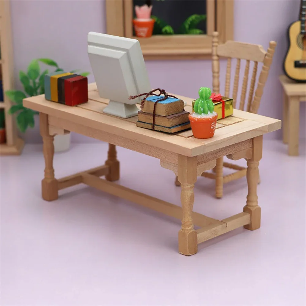 1/12 Puppenhaus Miniatur Holztisch Mini Schreibtisch Möbel Modell Spielzeug für Puppenhaus Zubehör Dekoration ob11 bjd
