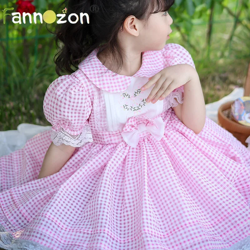 2ps Hairpin New Kids Clothing Lolita Lacs Voile Kids Clothes Baby Summer Dress Girls Casual Soft Design Princess Vestidos 2-7T