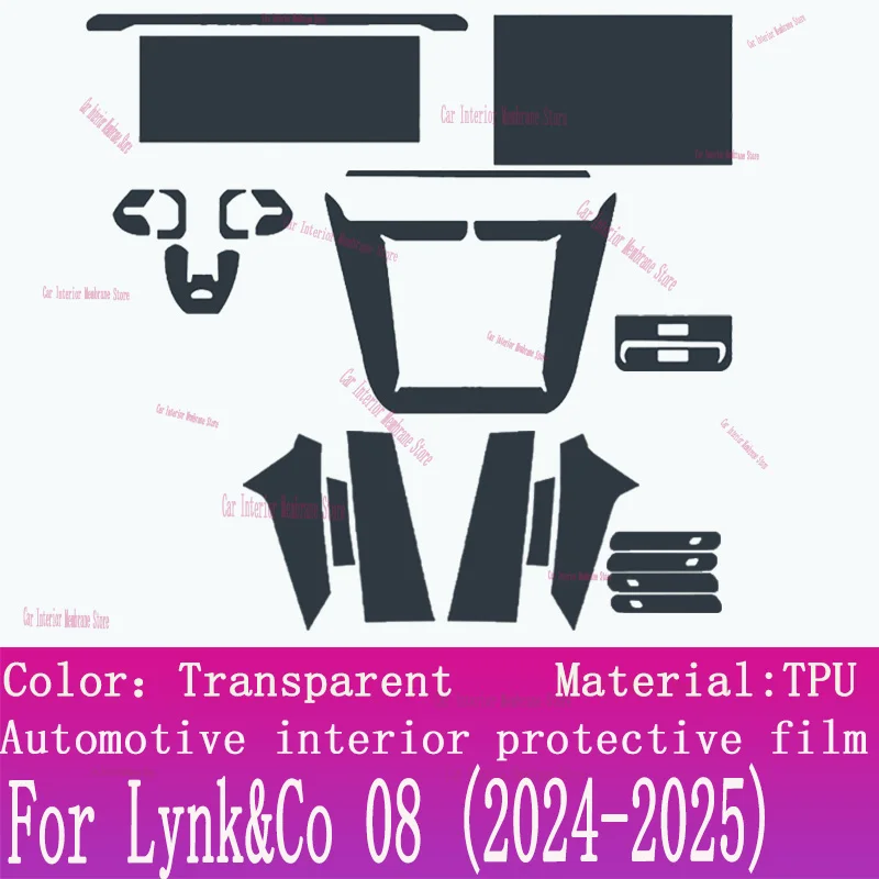 For Lynk&Co 08 (2024-2025) Car Gearbox Panel Film Dashboard Protective Sticker Interior Anti-Scratch Film Cover Accessories 6