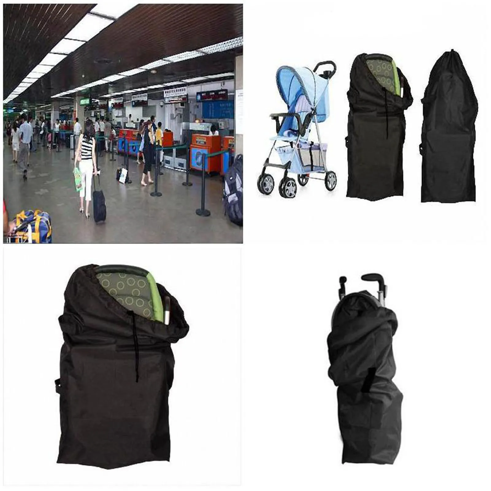 Large Foldable Stroller Storage Bag with Sturdy and Strong Oxford Material Suitable for Airport Train Station